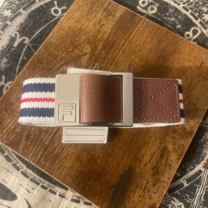 Fila Red, Blue and White Belt with Silver Buckle